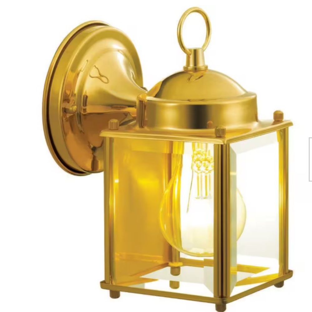 Hampton Bay New Exterior Coach Light Polished Brass Beveled Glass 249897